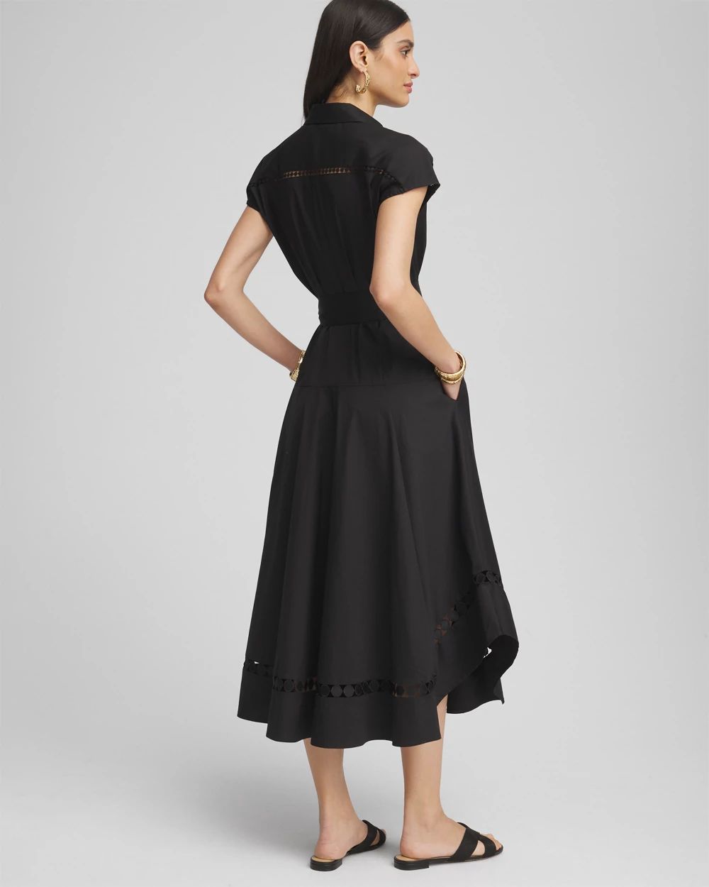 Poplin Circle Trim Maxi Shirtdress