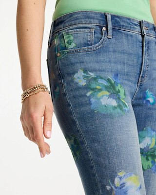 Girlfriend Slim Floral Ankle Jeans click to view larger image.
