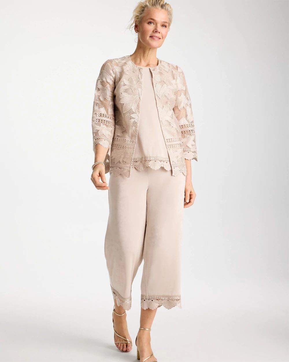 Travelers™ Lace Trim Cropped Pants