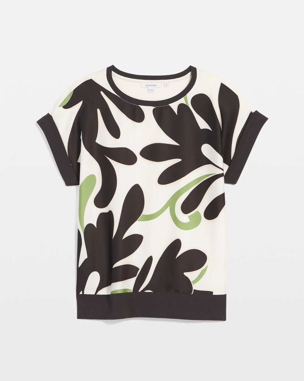 Floral Rib-Knit Satin Top