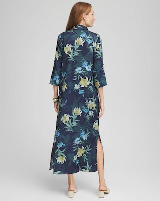 Satin Floral Maxi Shirtdress click to view larger image.