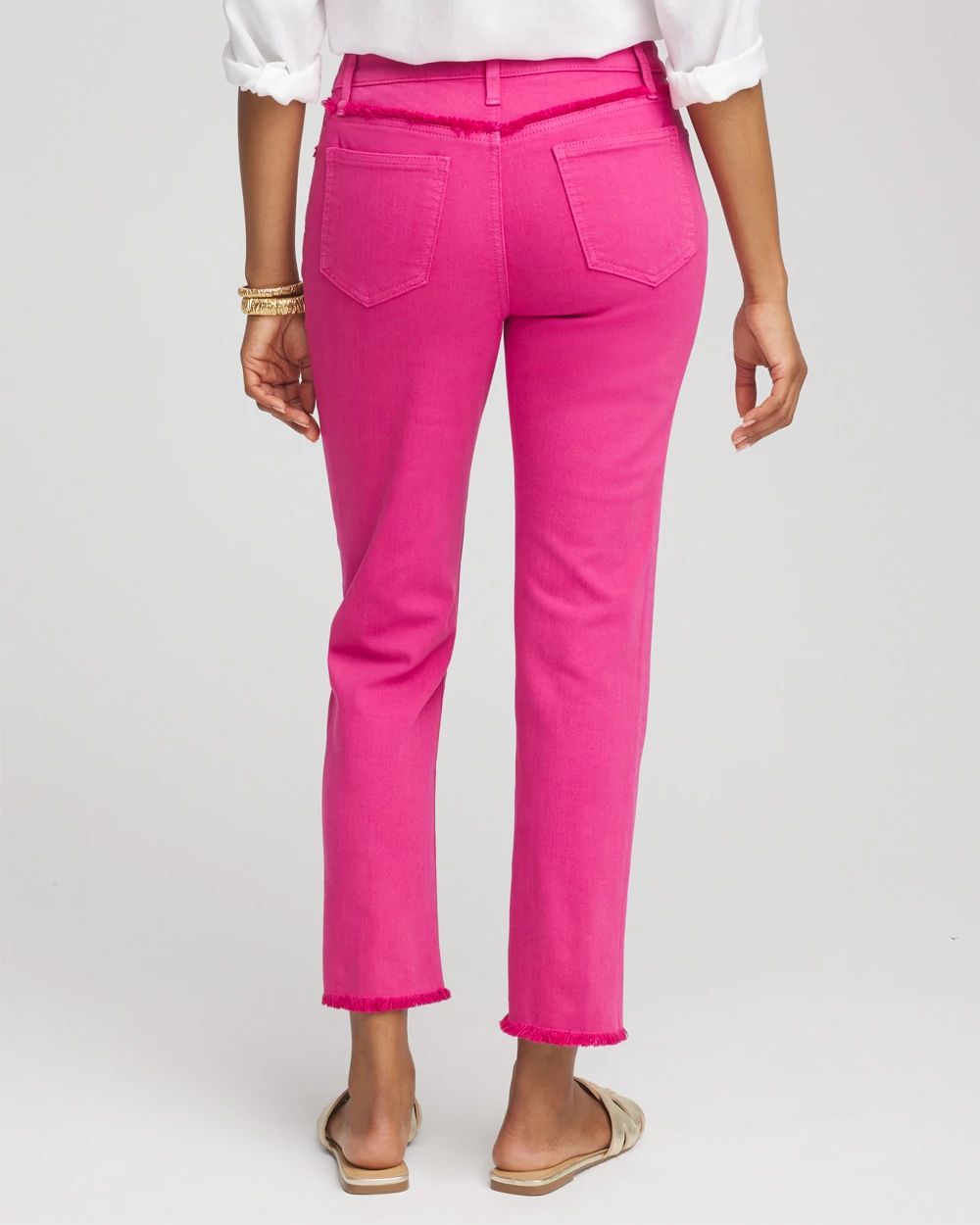 Girlfriend Frayed Cropped Jeans click to view larger image.