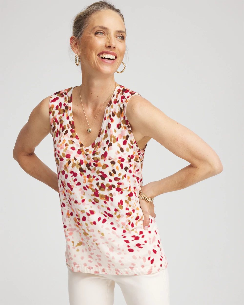 Ombré Printed Sleeveless V-Neck Tank