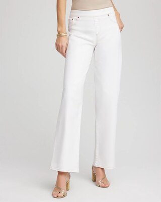 Petite Seeded Pull-On Wide-Leg Jeans
