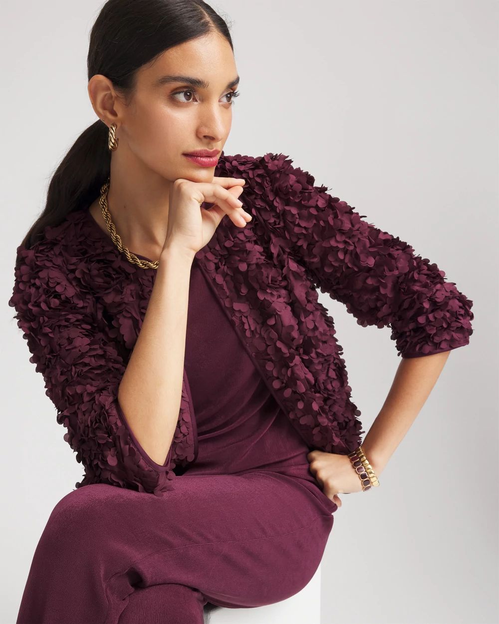 Travelers™ Collection Textured Rosette Jacket click to view larger image.