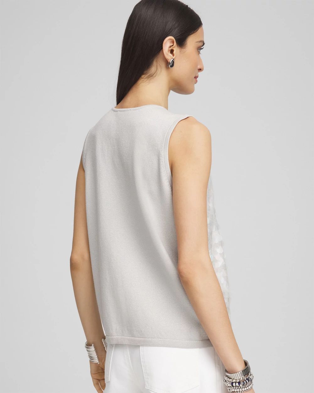 Iridescent V-Neck Sleeveless Tank Top