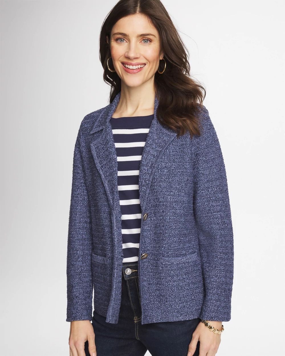 Denim Inspired Textured Cardigan