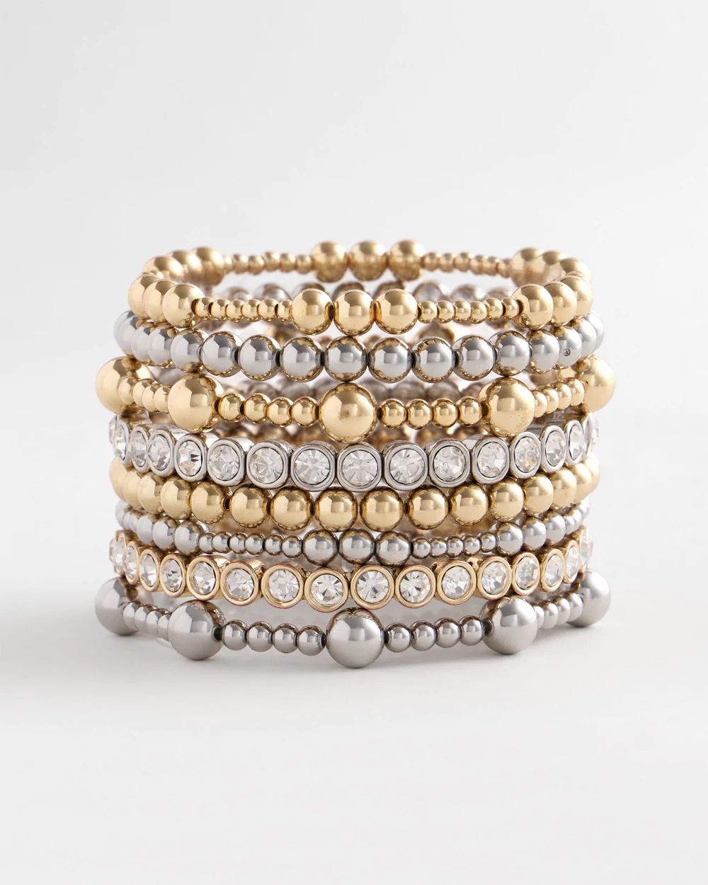 Silver-tone Small Bead Stretch Bracelet click to view larger image.