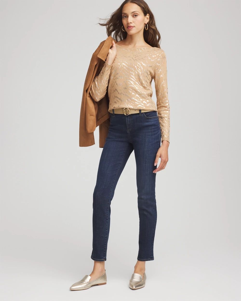 Ella Boatneck Foiled Pullover Sweater