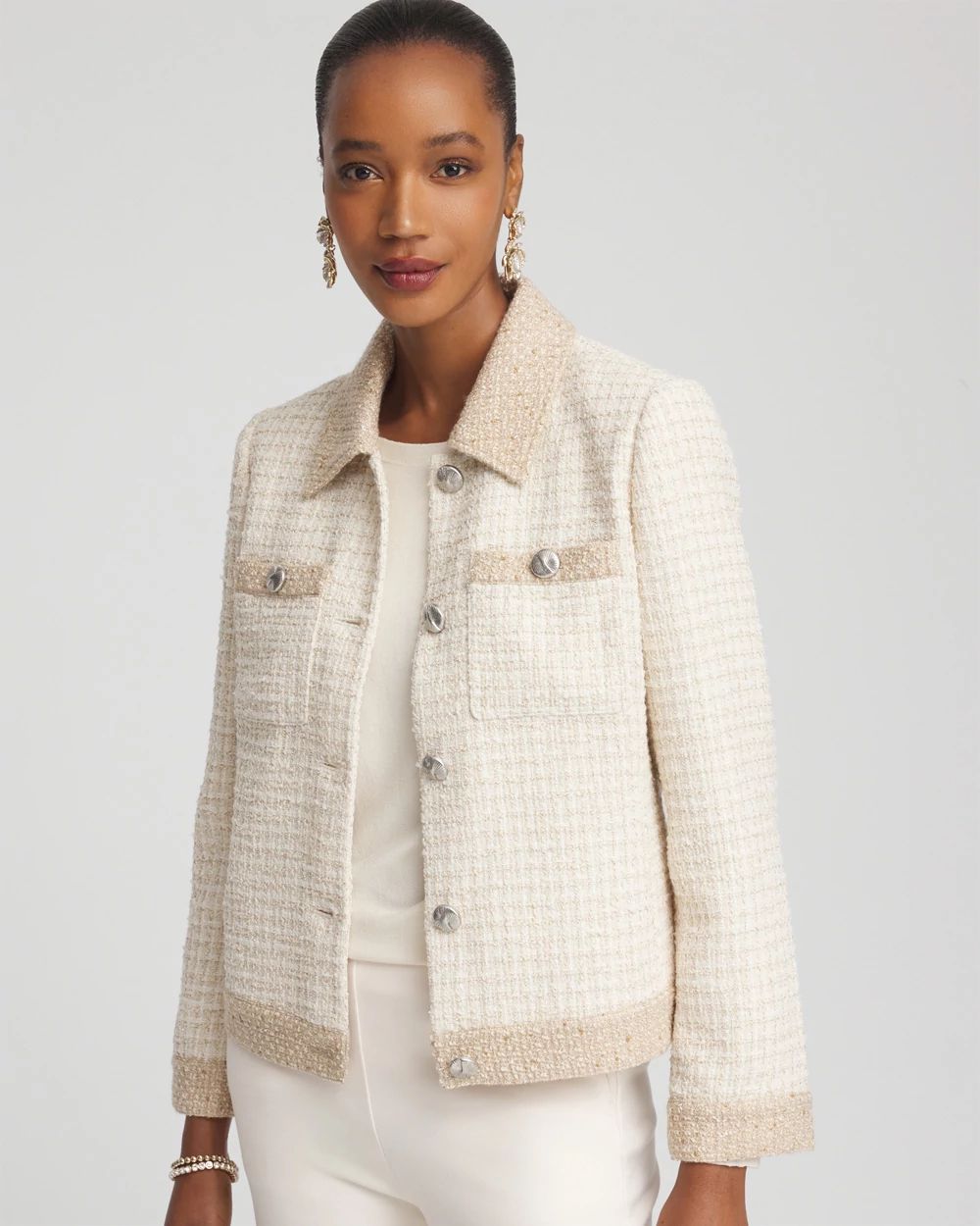 Tonal Neutral Tweed Jacket