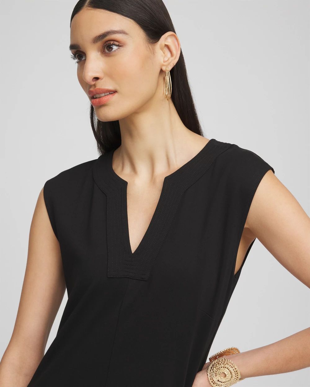 Trapunto Placket Midi Dress click to view larger image.