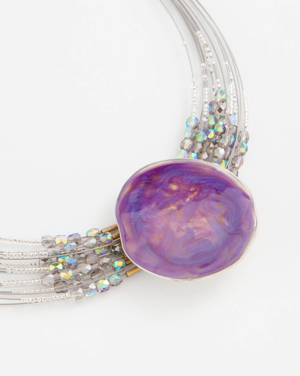 Purple Pendant Wire Necklace