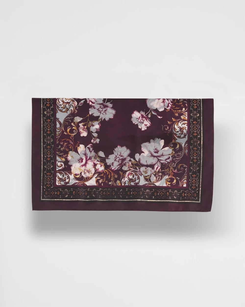 Frosty Floral Square Neckerchief Scarf