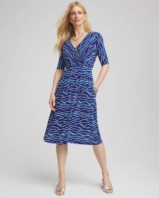Ocean Print Surplice Neckline Dress