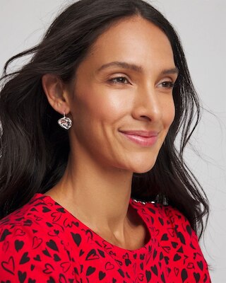 Crystal Heart Gem Drop Earrings click to view larger image.