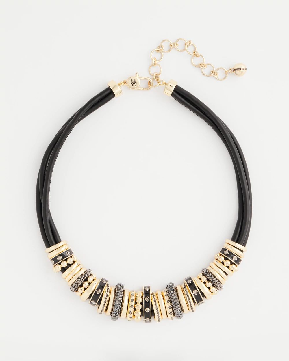 Black & Goldtone Charm Bib Necklace