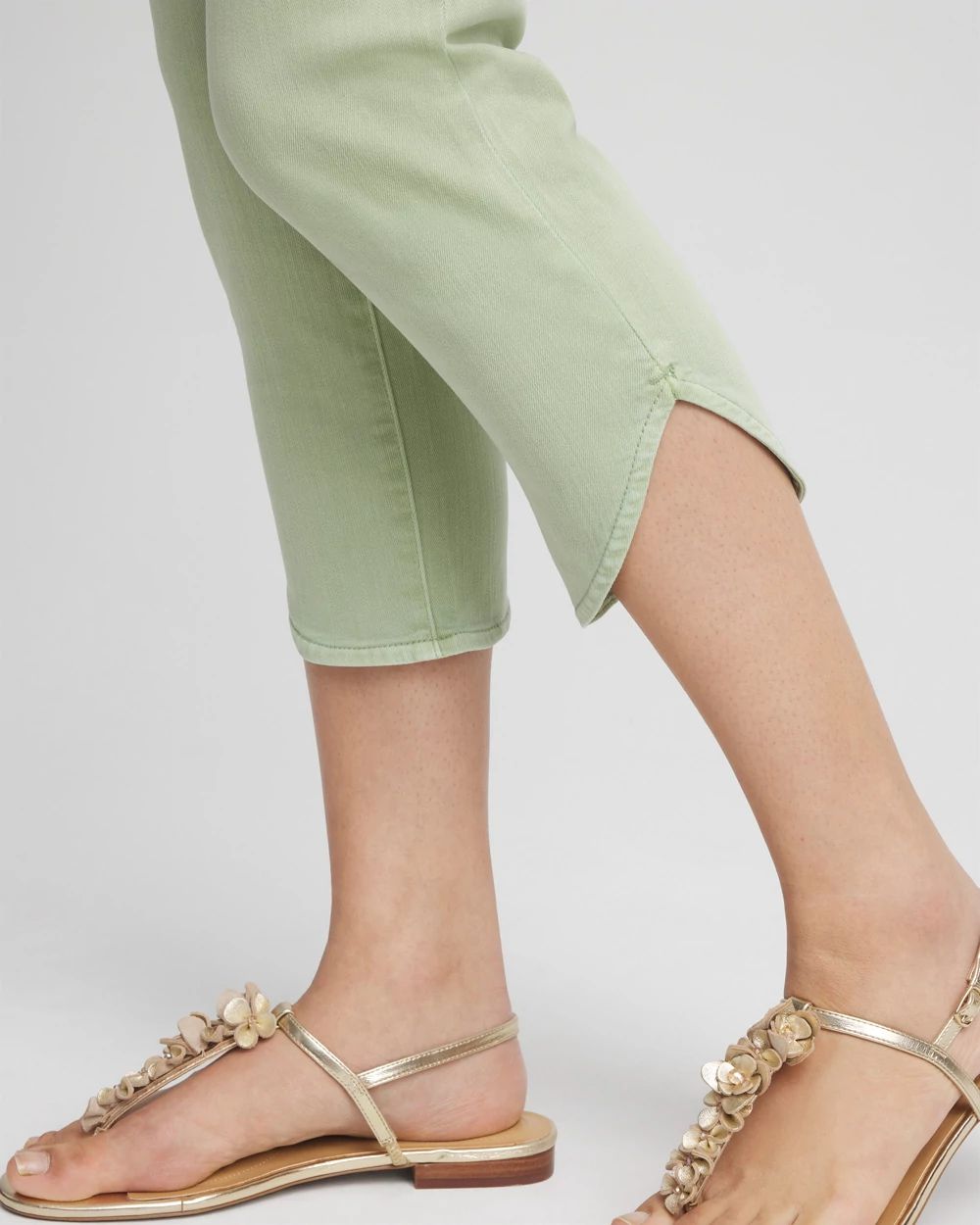 Pull-On Dolphin-Hemmed Capri Jeans click to view larger image.