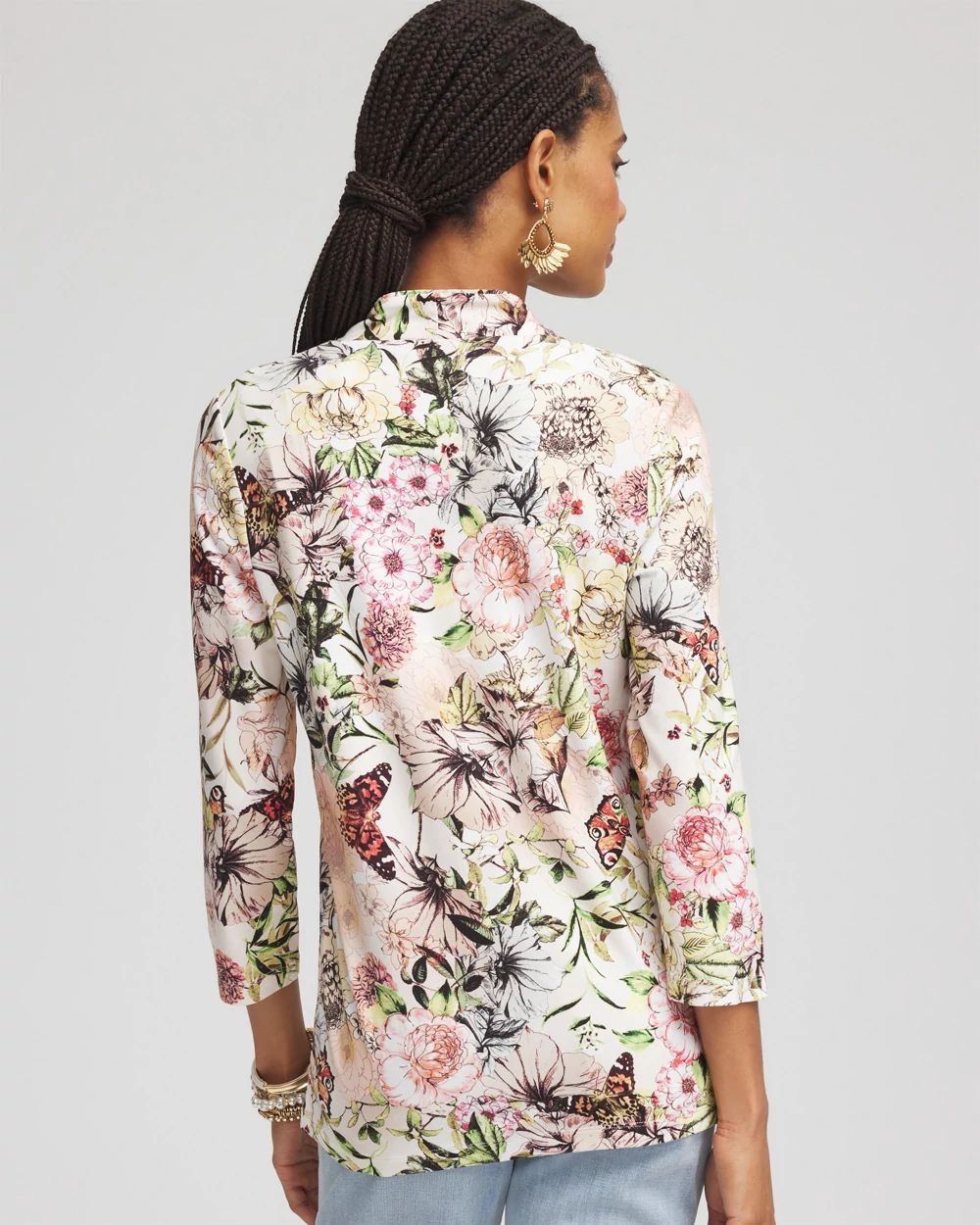 Touch of Cool™ Floral 3/4 Sleeve Tee click to view larger image.