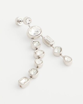 Bezel Set Linear Silvertone Earrings