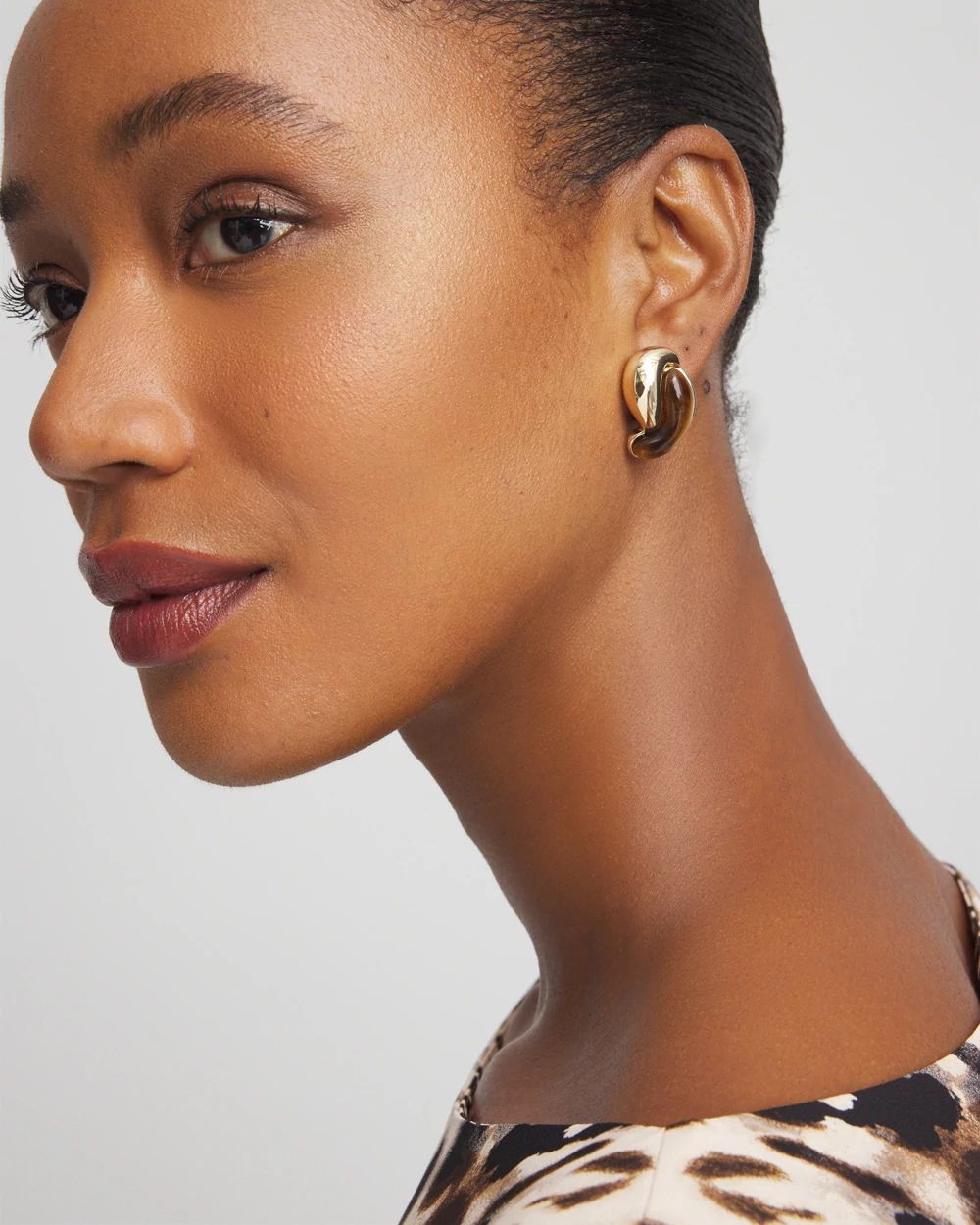 Tortoise Marble Clip-On Earrings