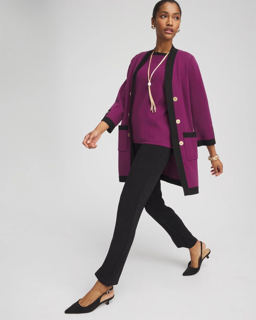 Travelers™ Collection Contrast Button Cardigan