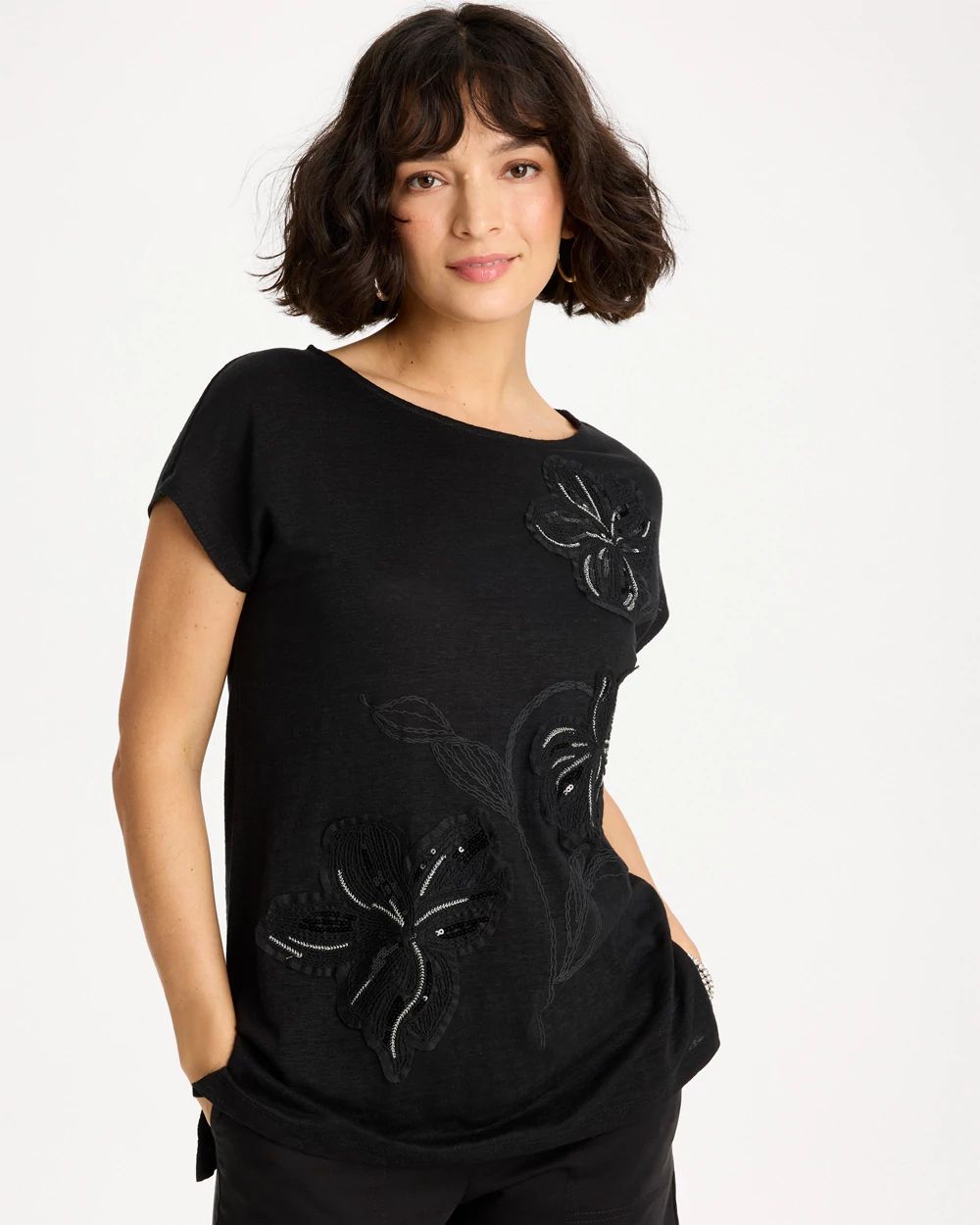 Linen Embellished Sequin Tunic