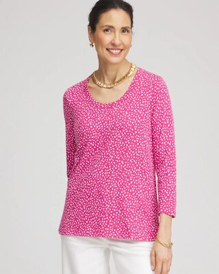 Slub Cheetah-Print 3/4 Sleeve Tee