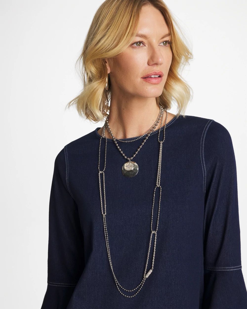 Short Silver Ball Chain Pendant