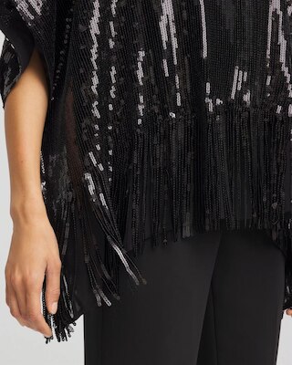 Sequins Fringed Poncho