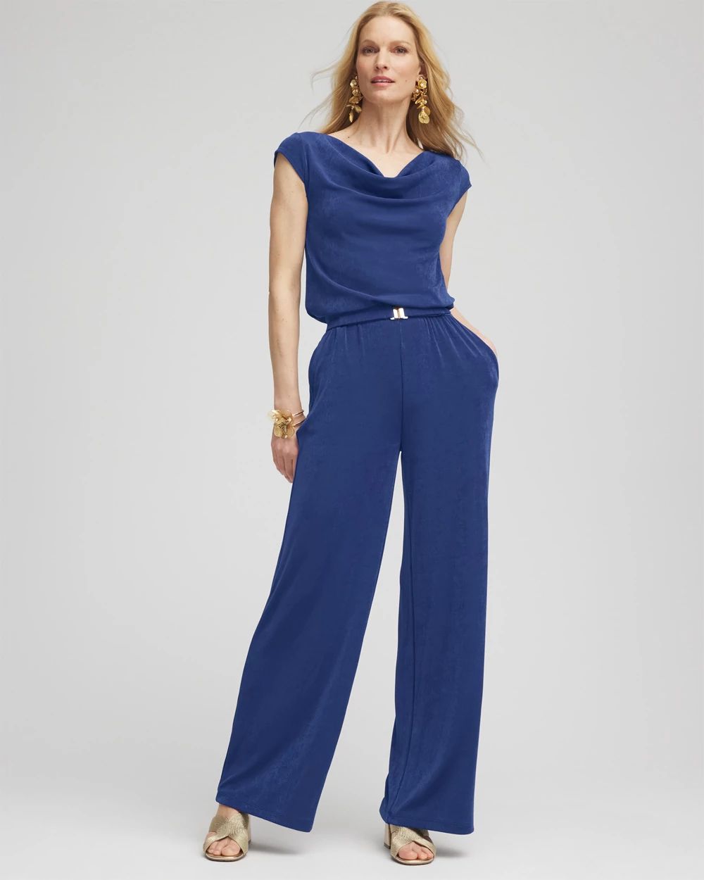 Travelers™ Cowlneck Belted Jumpsuit