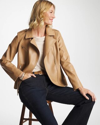 Faux Leather Moto Jacket click to view larger image.