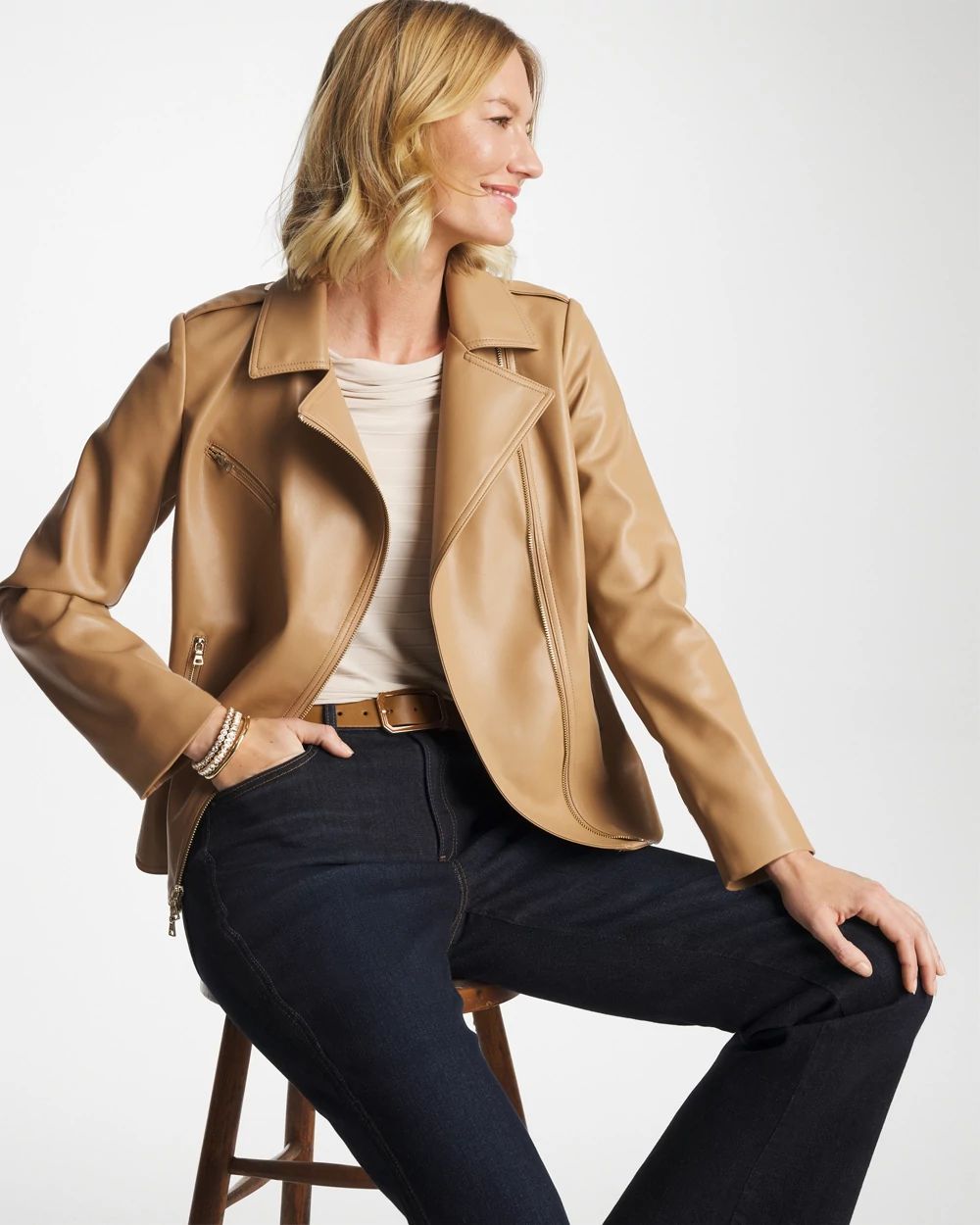 Faux Leather Moto Jacket