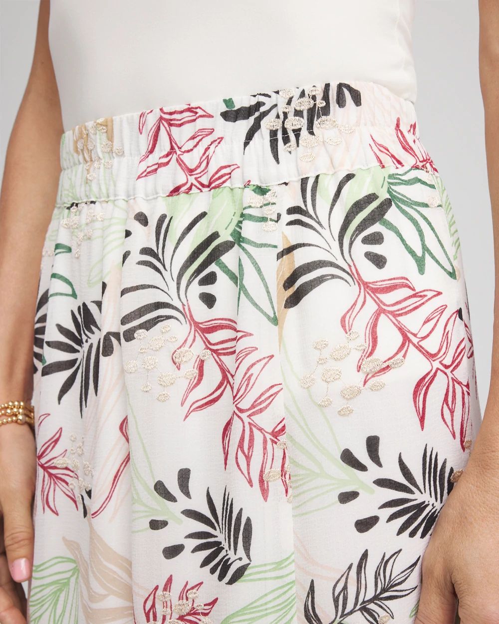 Floral Embroidered Crinkle Maxi Skirt click to view larger image.