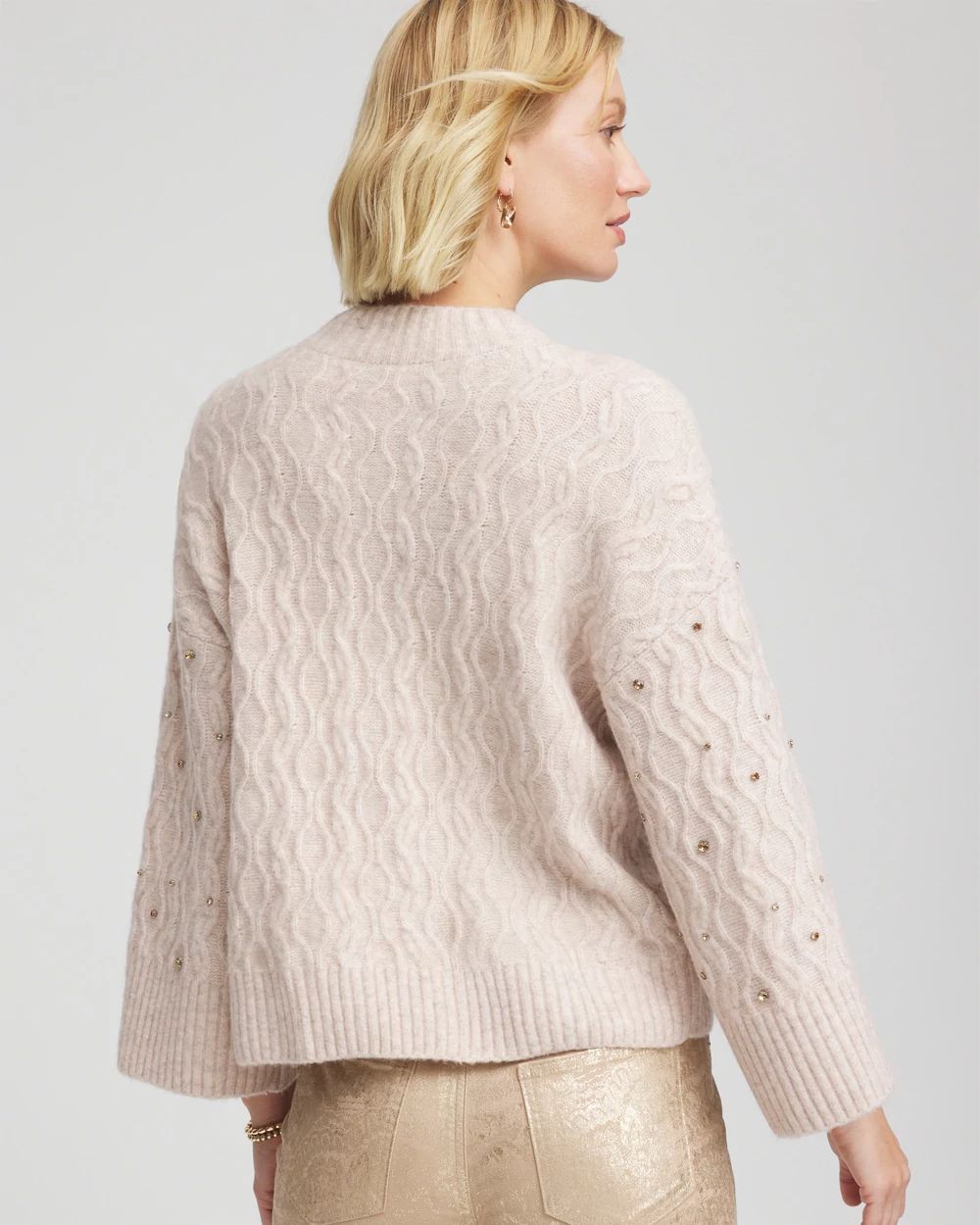 Sequined Cable Knit Sweater