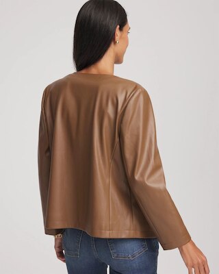 Floral Cutwork Faux Leather Jacket click to view larger image.