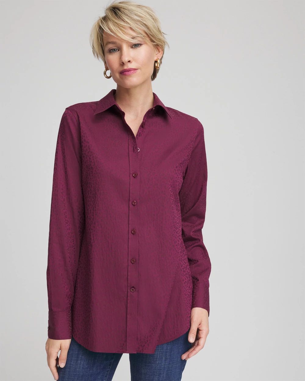 No Iron™ Jacquard Chianti Animal-Motif Shirt