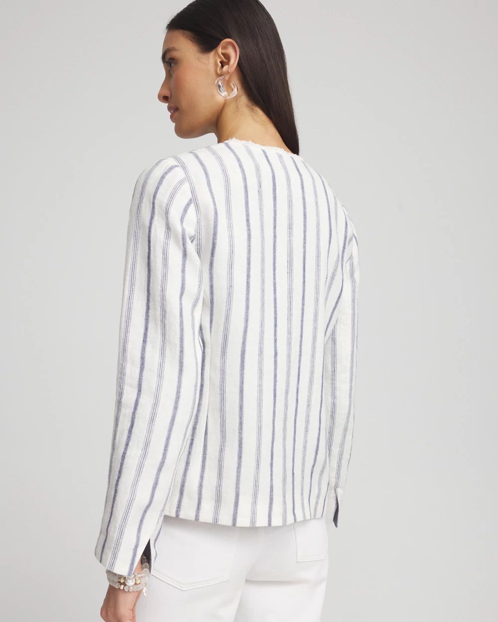 Stripe Linen Frayed Jacket