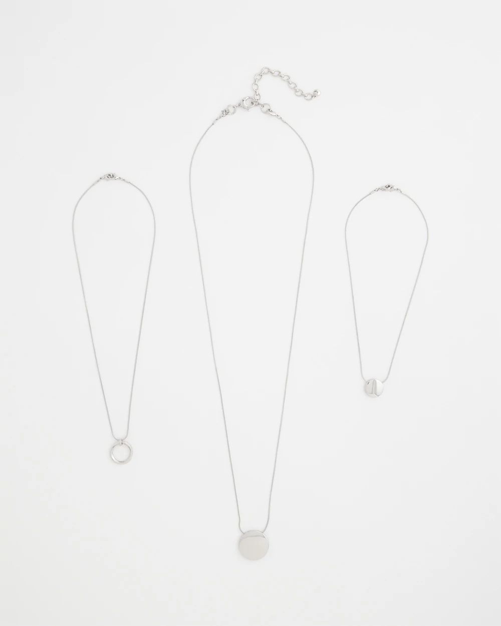 Silver Triple Pendant Necklace click to view larger image.