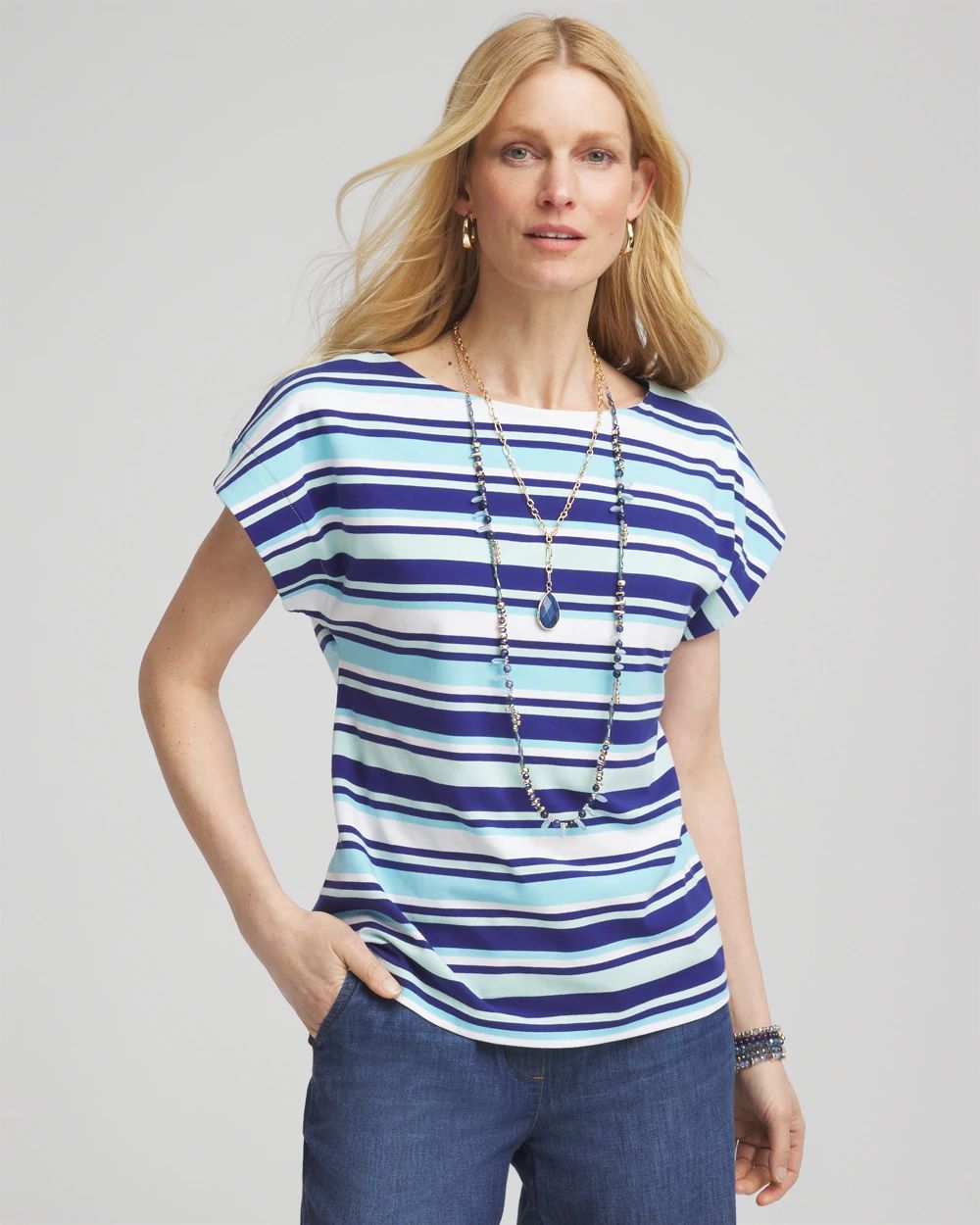 Stripe Modern Cap Sleeve Tee