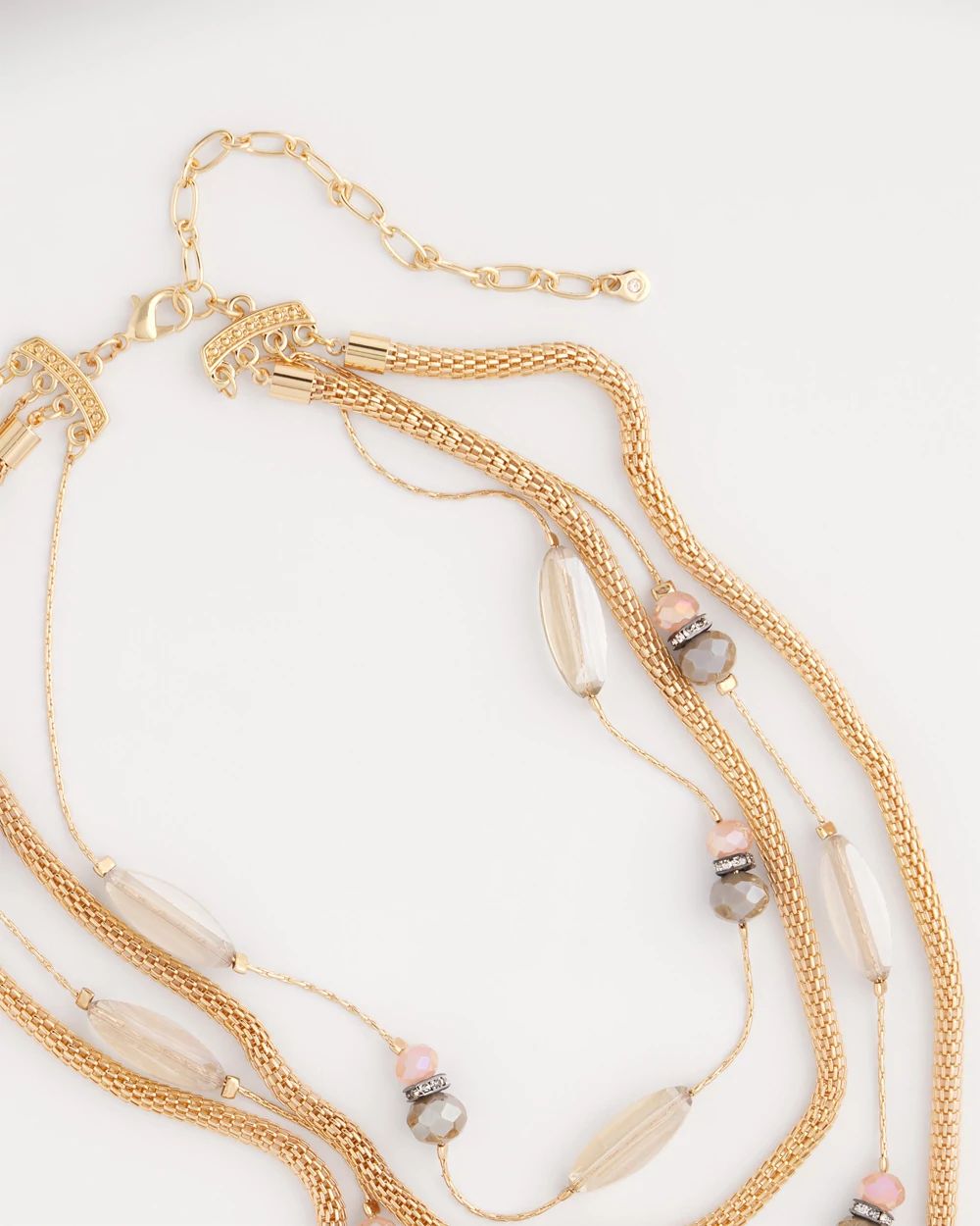 Multistrand Gold & Pink Tone Necklace click to view larger image.