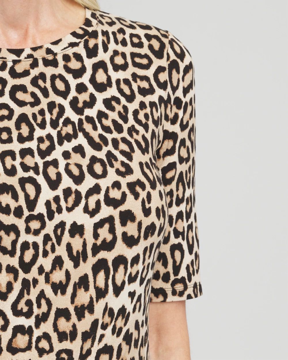 The Touch of Cool™ Leopard Elbow Sleeve Layering Tee
