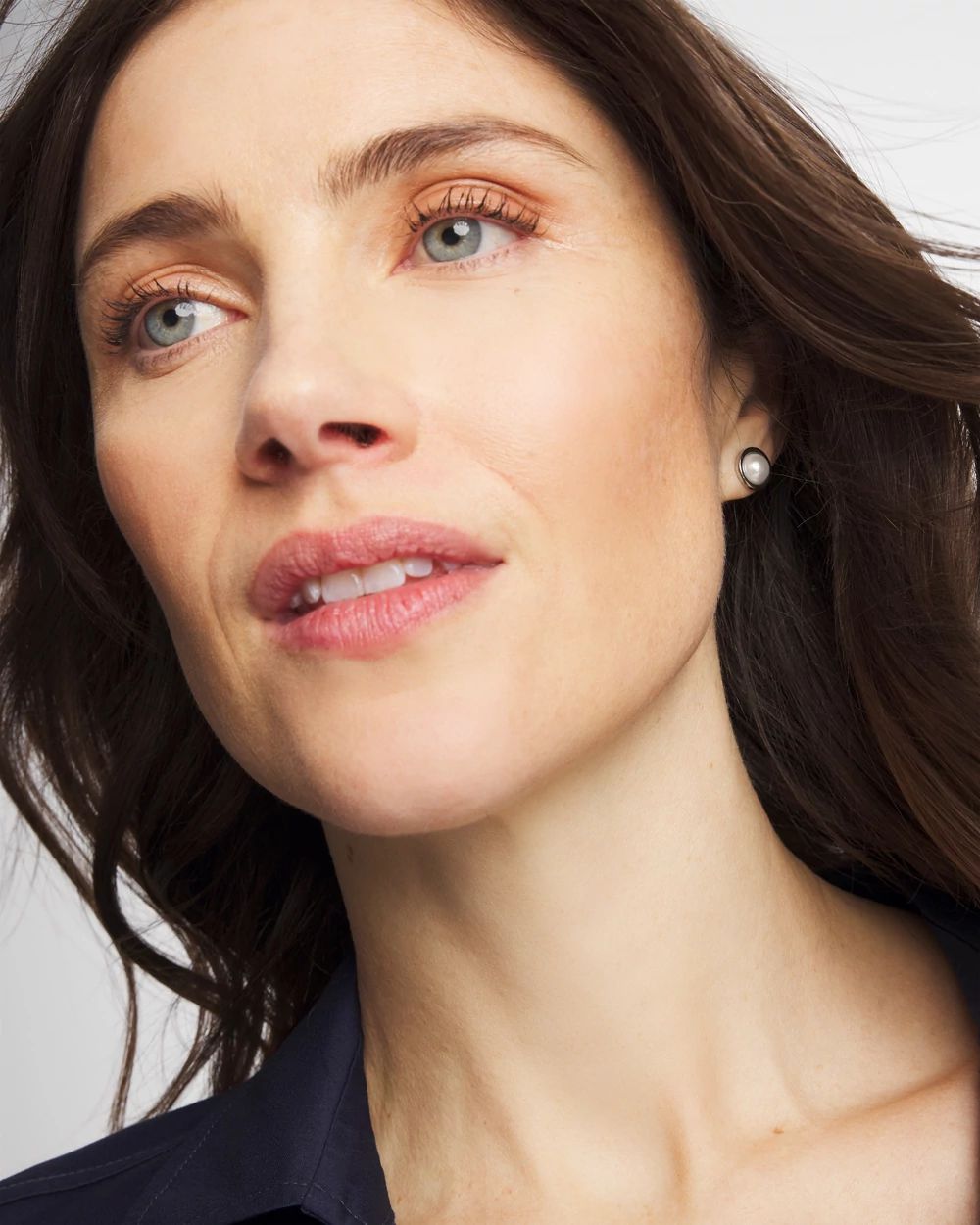 Silver Pearl Stud Earrings