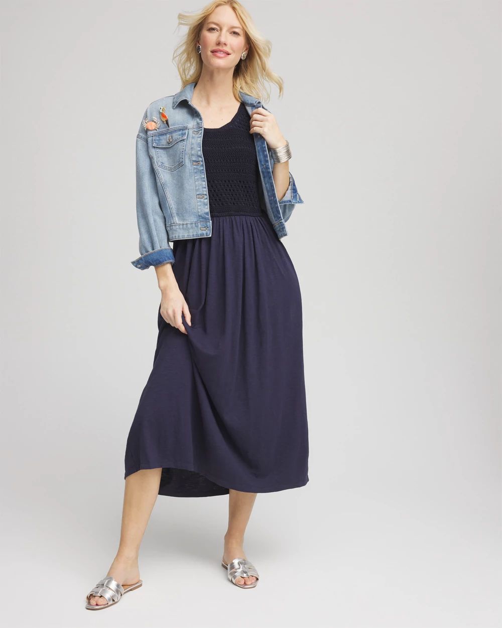 Petite Crochet-Bodice Maxi Dress