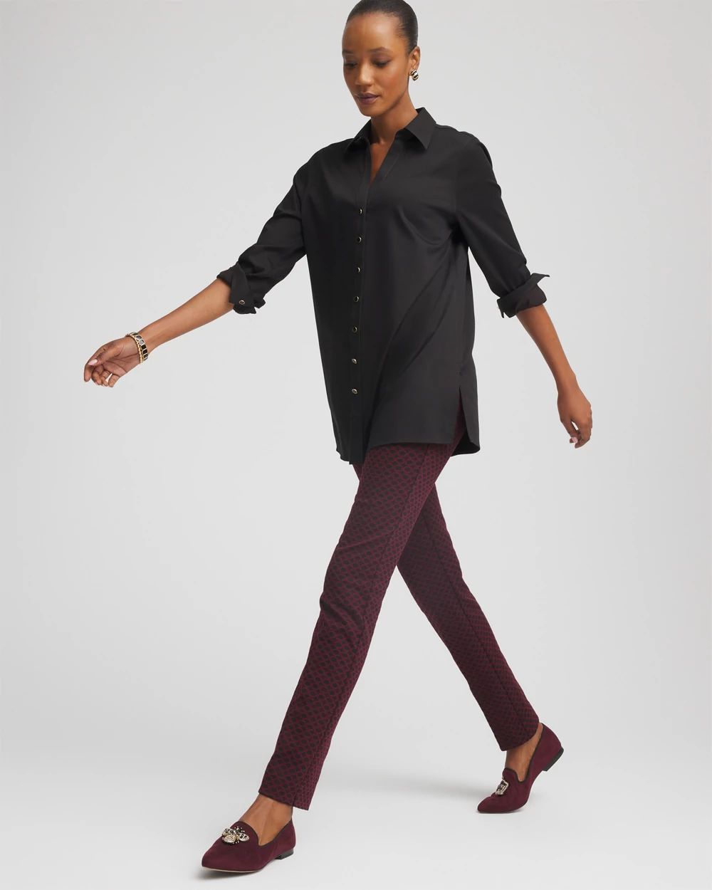 Circle Jacquard Juliet Slim Ankle Pants click to view larger image.