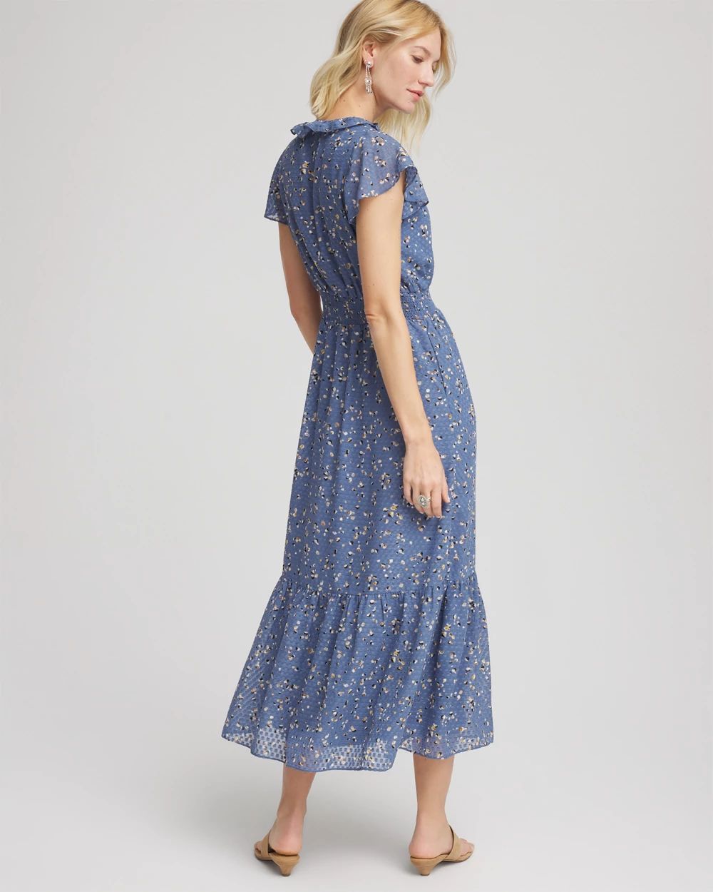 Textured Ruffled-Placket Maxi Dress click to view larger image.