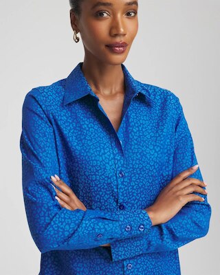 No Iron™ Jacquard Animal Motif Shirt click to view larger image.