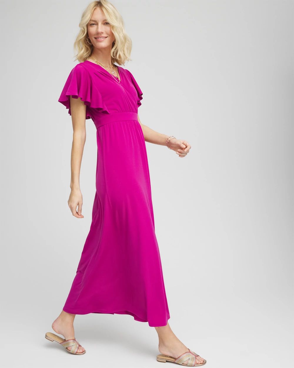 Flutter Sleeved Jersey Maxi Dress click to view larger image.