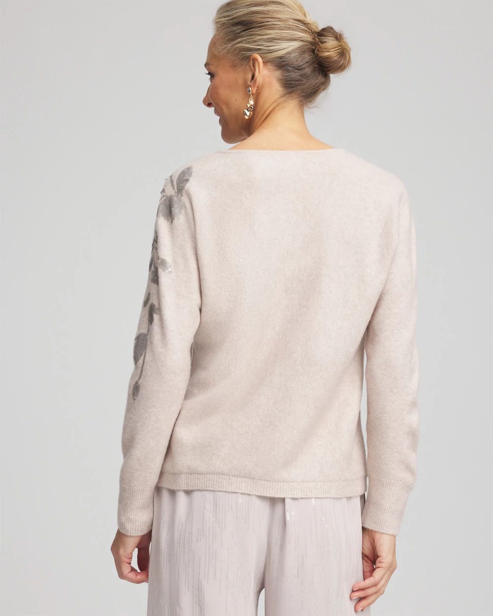 Sequin V-Neck Pullover Sweater