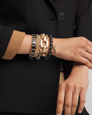 Chico's Originals Black Square Stretch Bracelet click to view larger image.
