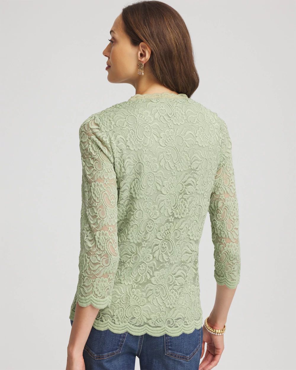 Lace Scallop-Hem Knit Tee